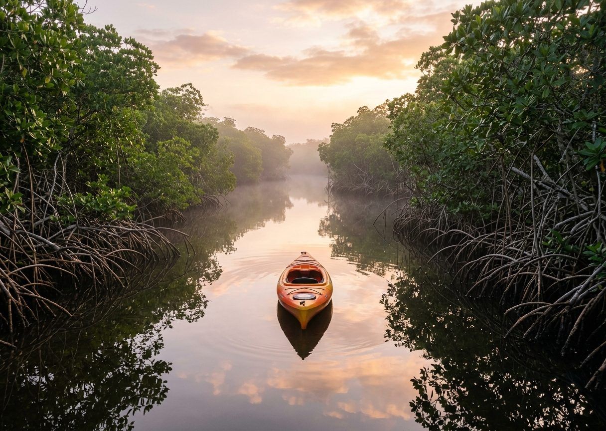 Kayak in a mangrove channel