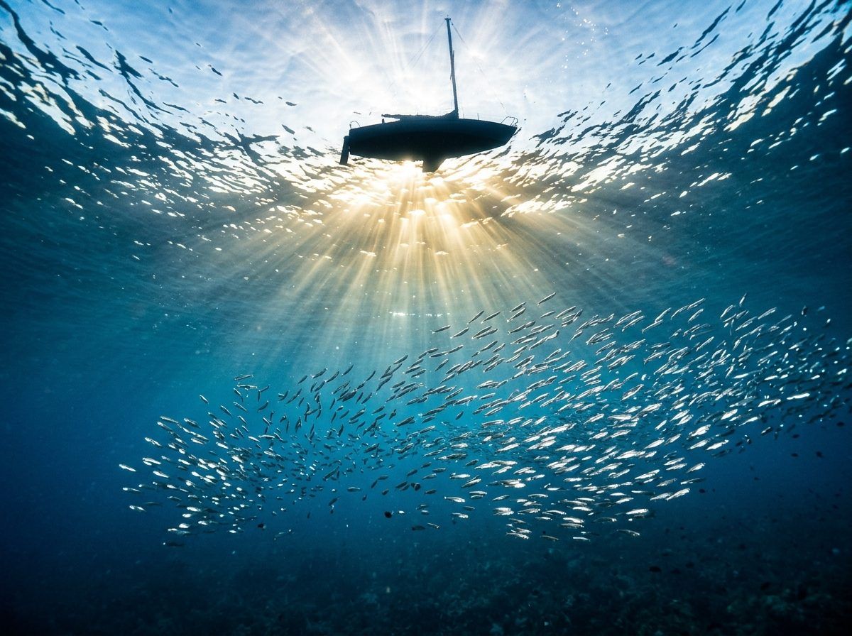 Looking up from below the surface